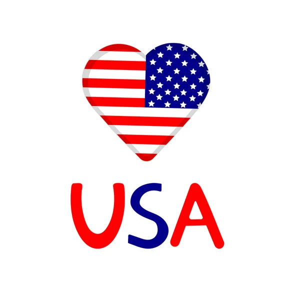 Corazón Con Bandera Usa Palabra Usa Ilustración Vectorial — Vector de stock