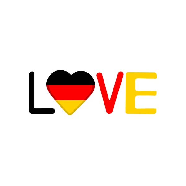 Mot Amour Coeur Avec Drapeau Allemagne Illustration Vectorielle — Image vectorielle