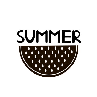 Word yaz ve siyah karpuz dilimi. Vektör çizim