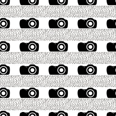 Siyah kamera ile Seamless modeli. Vektör çizim