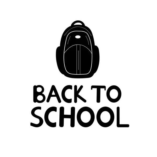 Black Backpack Phrase Back School White Background Vector Illustration — Stock Vector