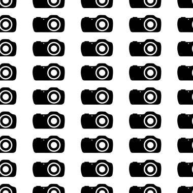 Beyaz arka planda siyah kamera ile Seamless modeli. Vektör çizim