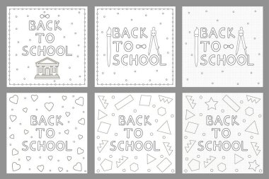 Geri Okul arka plan ayarlamak için. Boyama sayfaları. Vektör çizim