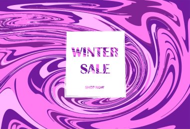 Kış satış poster. Mor arka plan. Vektör çizim