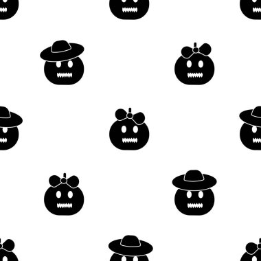 Beyaz arka planda siyah kabak ile Seamless modeli. Vektör çizim