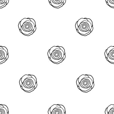 Beyaz arka planda siyah gül ile Seamless modeli. Vektör çizim