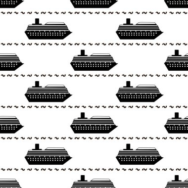 Dikişsiz desen siyah gemiyle. Vektör çizim