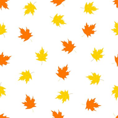 Renkli akçaağaç ile Seamless modeli beyaz zemin üzerine bırakır. Vektör çizim