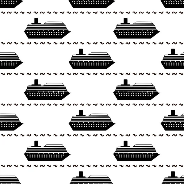 Dikişsiz desen siyah gemiyle. Vektör çizim