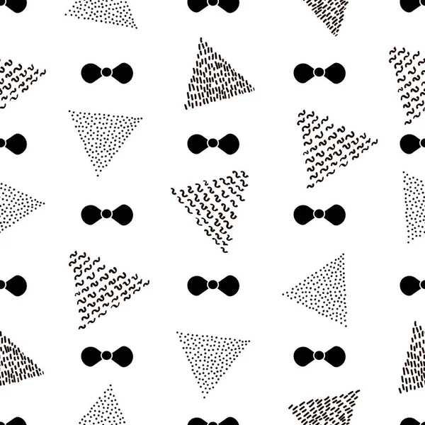Seamless Pattern Black Bow Tie Triangles White Background Vector Illustration — Stock Vector