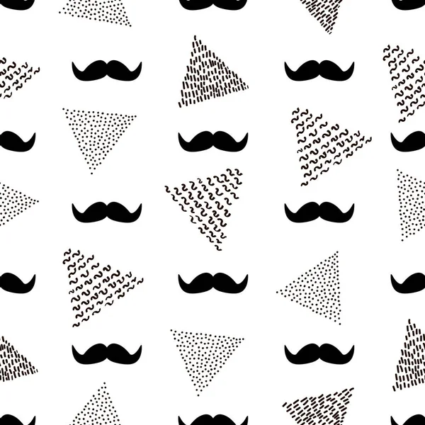 Seamless Pattern Black Mustache Triangles Vector Illustration — Stock Vector