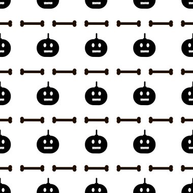 Beyaz arka planda siyah kabaklar bir kemikten ile Seamless modeli. Vektör çizim