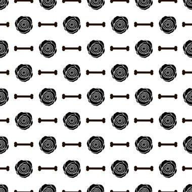 Dikişsiz desen siyah gül ve kemikler. Vektör çizim