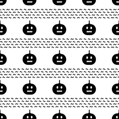 Beyaz arka planda siyah kabak ile Seamless modeli. Vektör çizim