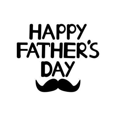 Mutlu babalar günü kartı beyaz arka planda siyah bıyıklı. Vektör çizim