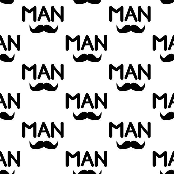 Seamless Pattern Black Mustache Word Man Vector Illustration — Stock Vector