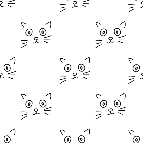 Motifs Sans Couture Avec Visages Chats Illustration Vectorielle — Image vectorielle