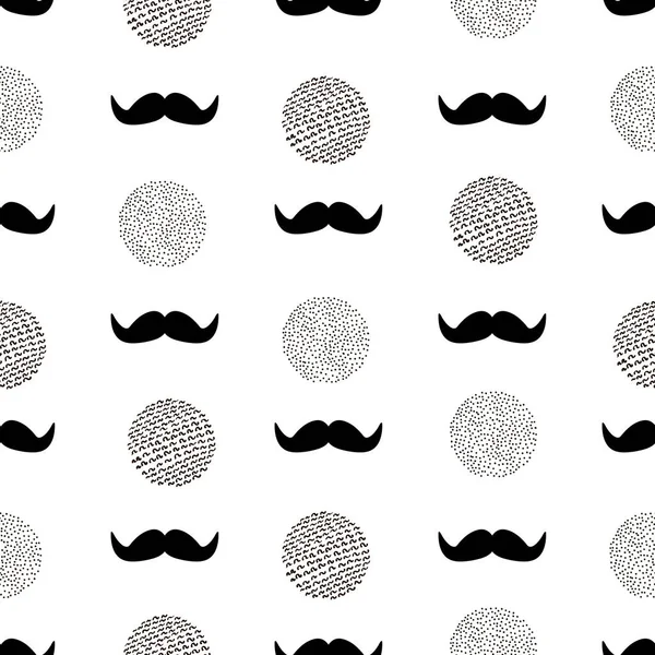Seamless Pattern Black Mustache Circles Vector Illustration — Stock Vector