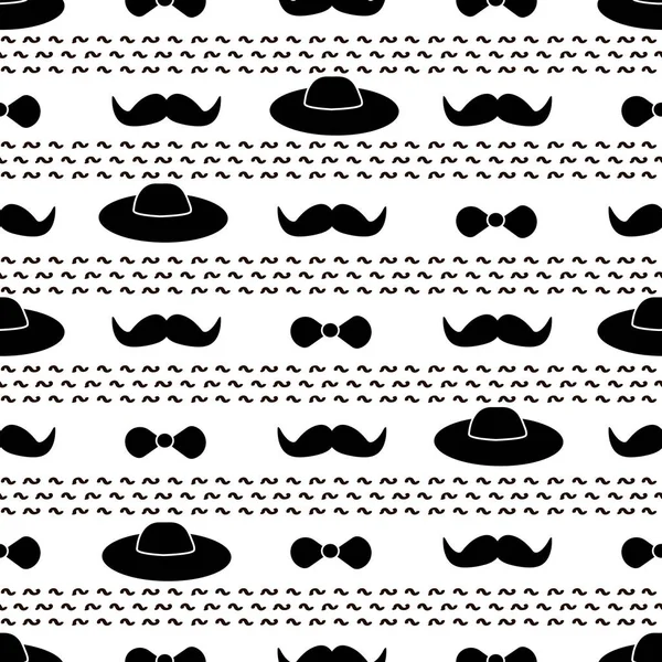 Modèle Sans Couture Avec Moustache Noire Cercles Illustration Vectorielle — Image vectorielle