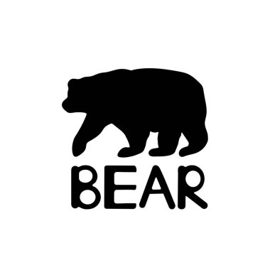 Beyaz arka planda siyah ayı simgesi. Vektör çizim