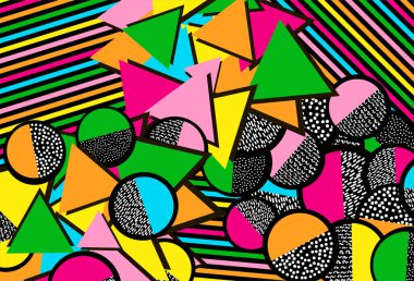 Renkli geometrik figürler ile arka plan. Vektör çizim.