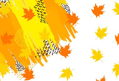 Akçaağaç yaprakları ve fırça darbeleri ile sonbahar arka plan. Vektör çizim