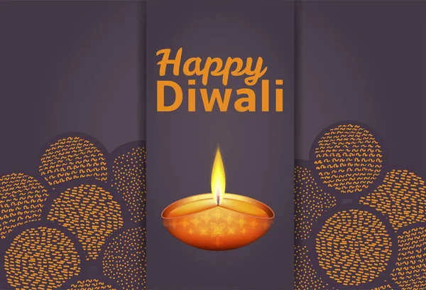 Lyckliga Diwali Traditionella Indiska Festival Färgstarka Bakgrund Med Lampa Vektorillustration — Stock vektor