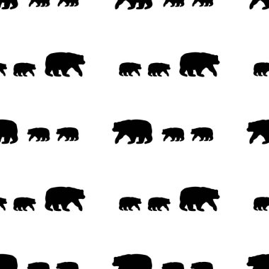 Beyaz arka planda siyah ayılar ile Seamless modeli. Vektör çizim