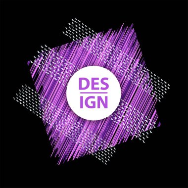 Siyah arka plan üzerine mor ve beyaz çizgiler. Kartı, afiş, poster için şablon. Vektör çizim