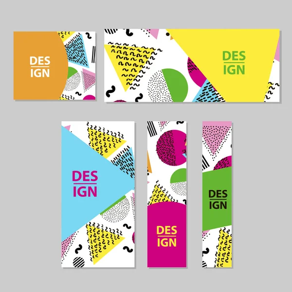 Web bannerlar renkli geometrik figürler ile ayarla. Vektör çizim