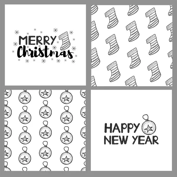 Nouvel Vacances Noël Motifs Cartes Sans Couture Illustration Vectorielle — Image vectorielle