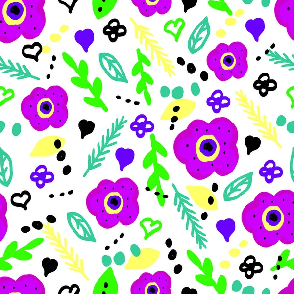 Patrón Sin Costura Colorido Floral Ilustración Vectorial — Vector de stock