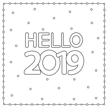 Merhaba 2019 ve beyaz arka plan üzerinde daireler. Vektör çizim