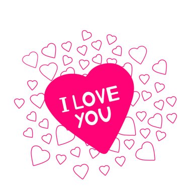 Seviyorum seni - kart yürekleri. Vektör çizim