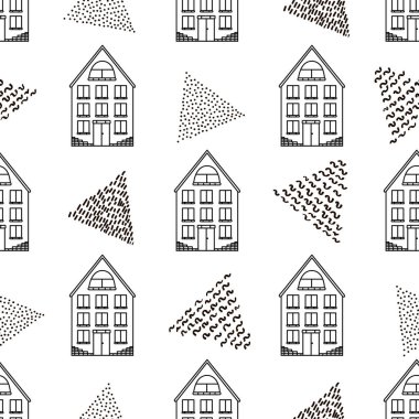 Siyah ve üçgenler ile Seamless modeli. Vektör çizim. 