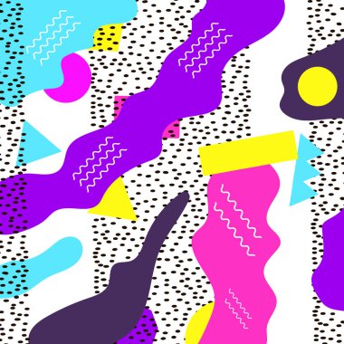 Geometrik arka plan. Memphis tarzı. 80 li yıllar. Vektör çizim