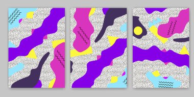 Geometrik arka planlar. Memphis tarzı. 80 li yıllar. Vektör çizim