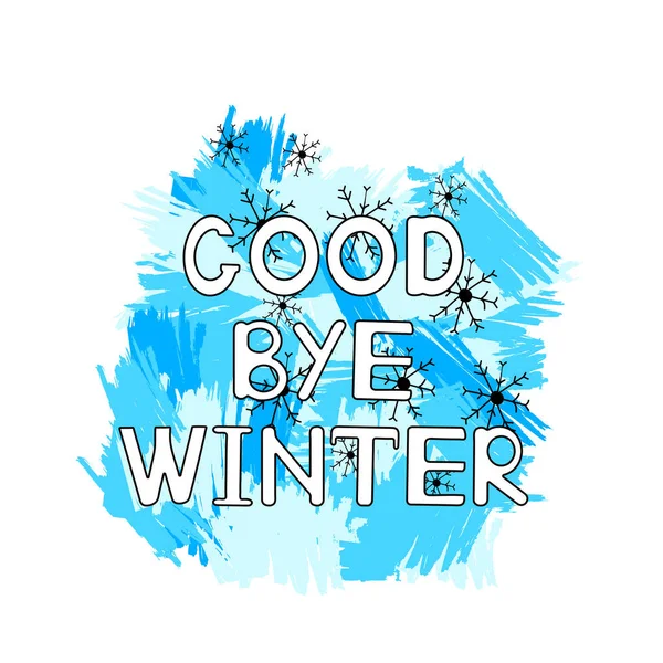Pożegnania Zimy Niebieski Pociągnięcia Pędzlem Płatki Śniegu Białym Tle Ilustracja — Wektor stockowy