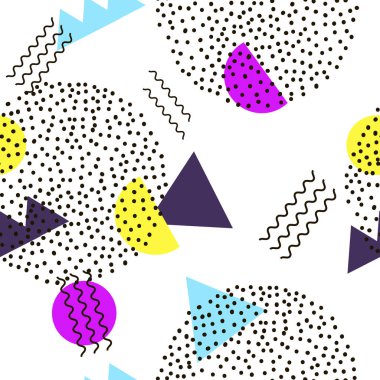 Seamless modeli. Geometrik arka plan. Memphis tarzı. 80 li yıllar