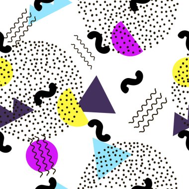 Seamless modeli. Geometrik arka plan. Memphis tarzı. 80 li yıllar