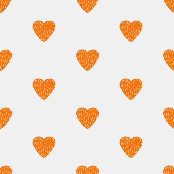 Seamless pattern with orange hearts on the white background. — Stock Vector