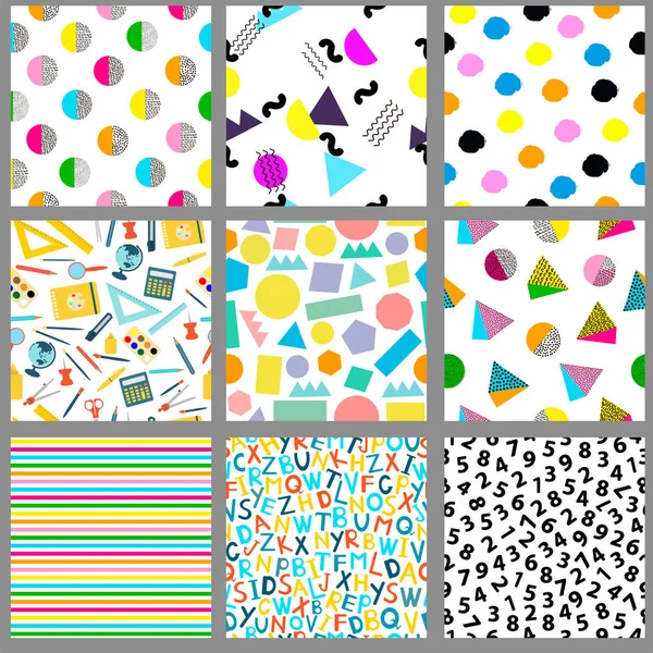 Kusursuz desenler. Geometrik, alfabe, sayı, okul backgrou