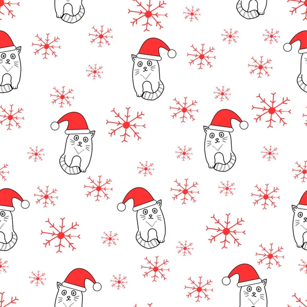 Sevimli kedi ve kar taneleri. Mutlu yıllar ve Noel tatili. S