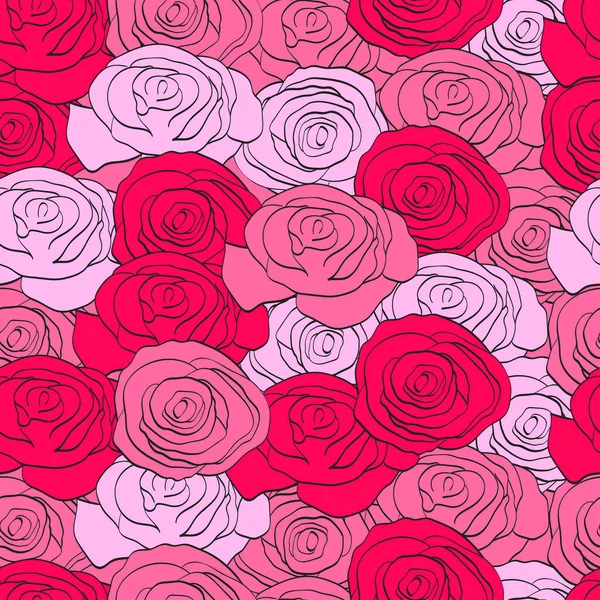 Rosas Rosadas Patrón Sin Costuras Con Flores Fondo Colorido Ilustración — Vector de stock