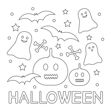 Cadılar Bayramı boyama sayfası. Yaratıcı bir geçmiş. Vektör illüstrasyonu