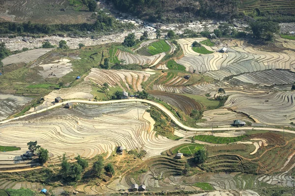 stock image beautiful scenery of the terraces in the watering season in Mu Cang Chai, Yen Bai Province, Vietnam