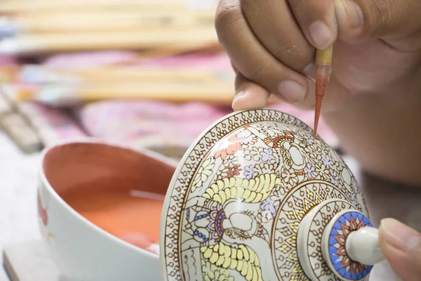 Benjarong Tailandese Tradizionale Ceramica Thailandia — Foto Stock