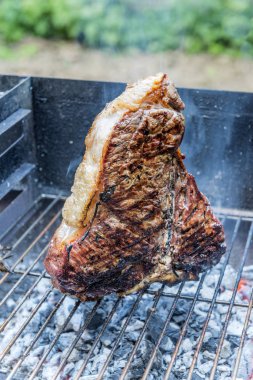 Bütün T-Bone steak Barbekü ızgarada pişirme