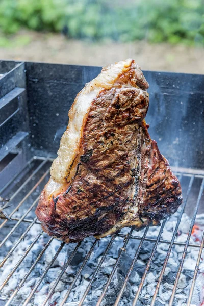 Bütün T-Bone steak Barbekü ızgarada pişirme