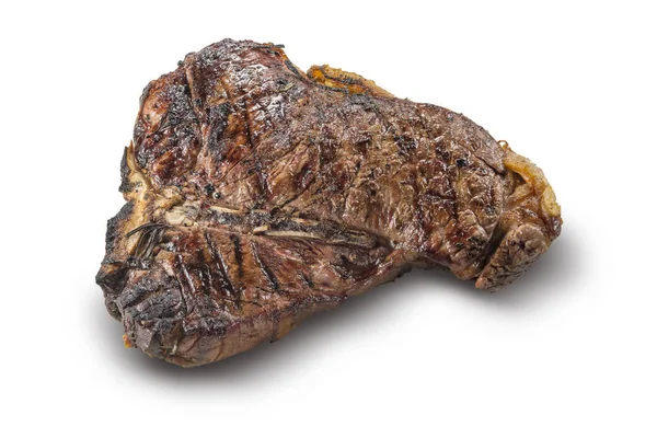 Bistecca Intera Grigliata Isolata Fondo Bianco — Foto Stock